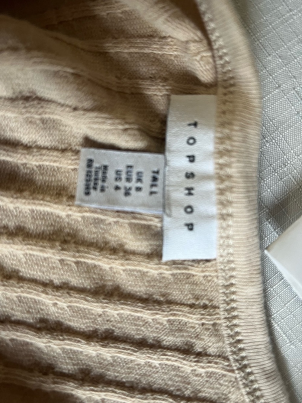 Topshop Cream Ribbed Tank